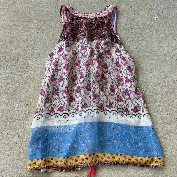 Anthropologie Lulumari Brand Mixed Media Colorful Lace Tassel Flowy Tank top - Picture 3 of 6